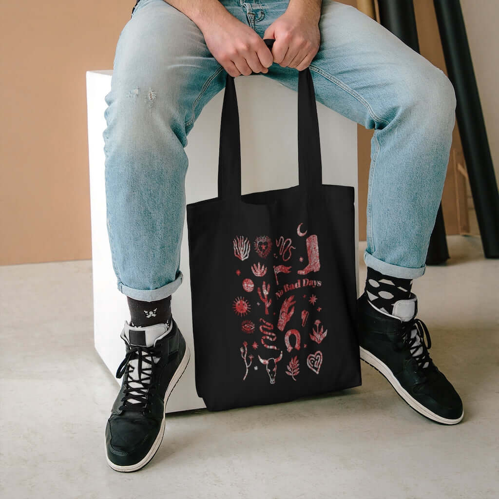 No Bad Days - Cotton Tote Bag (Red Design)