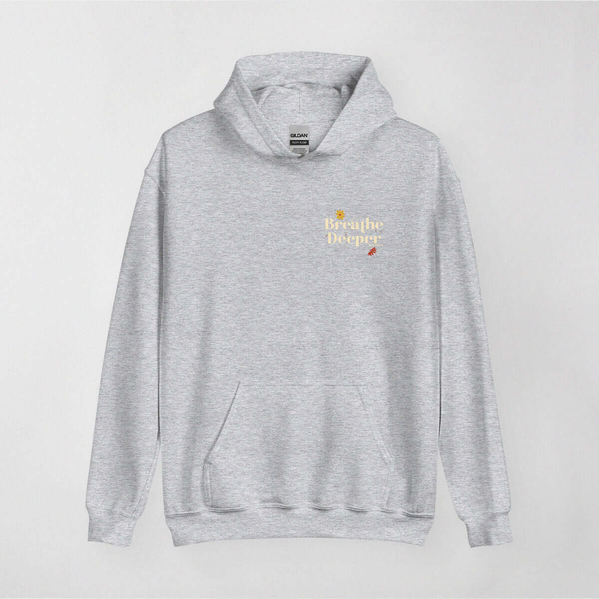 Not Roses - Breathe Deeper Hoodie (grey). Front. 