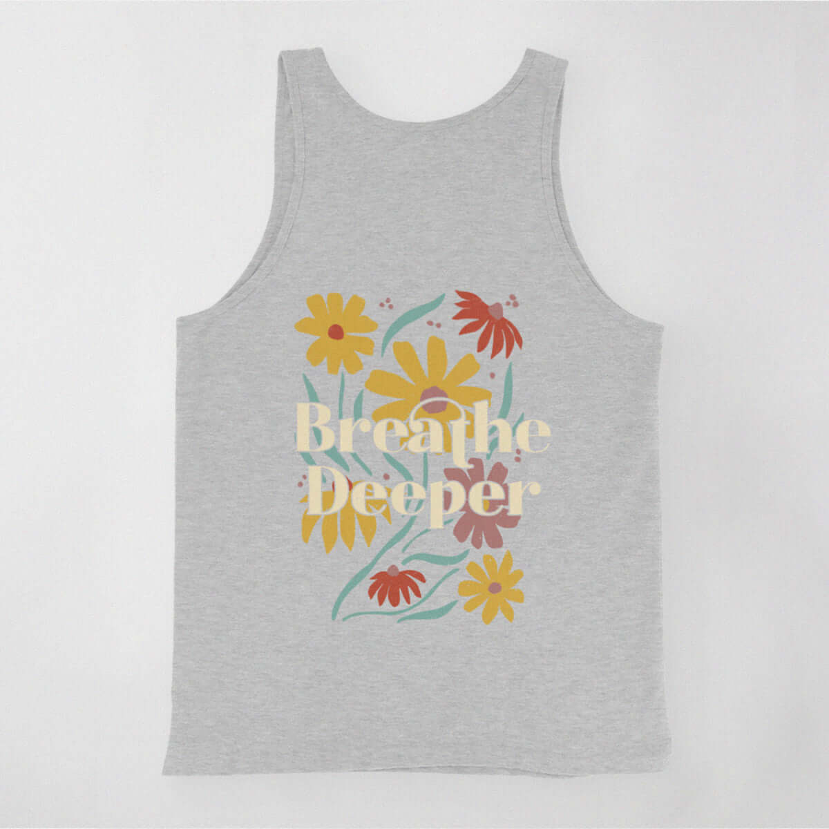 Not Roses - Breathe Deeper Tank Top (grey). Back view. 