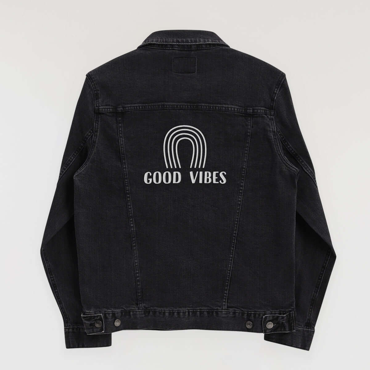 Good Vibes Denim Jacket - White Stitch