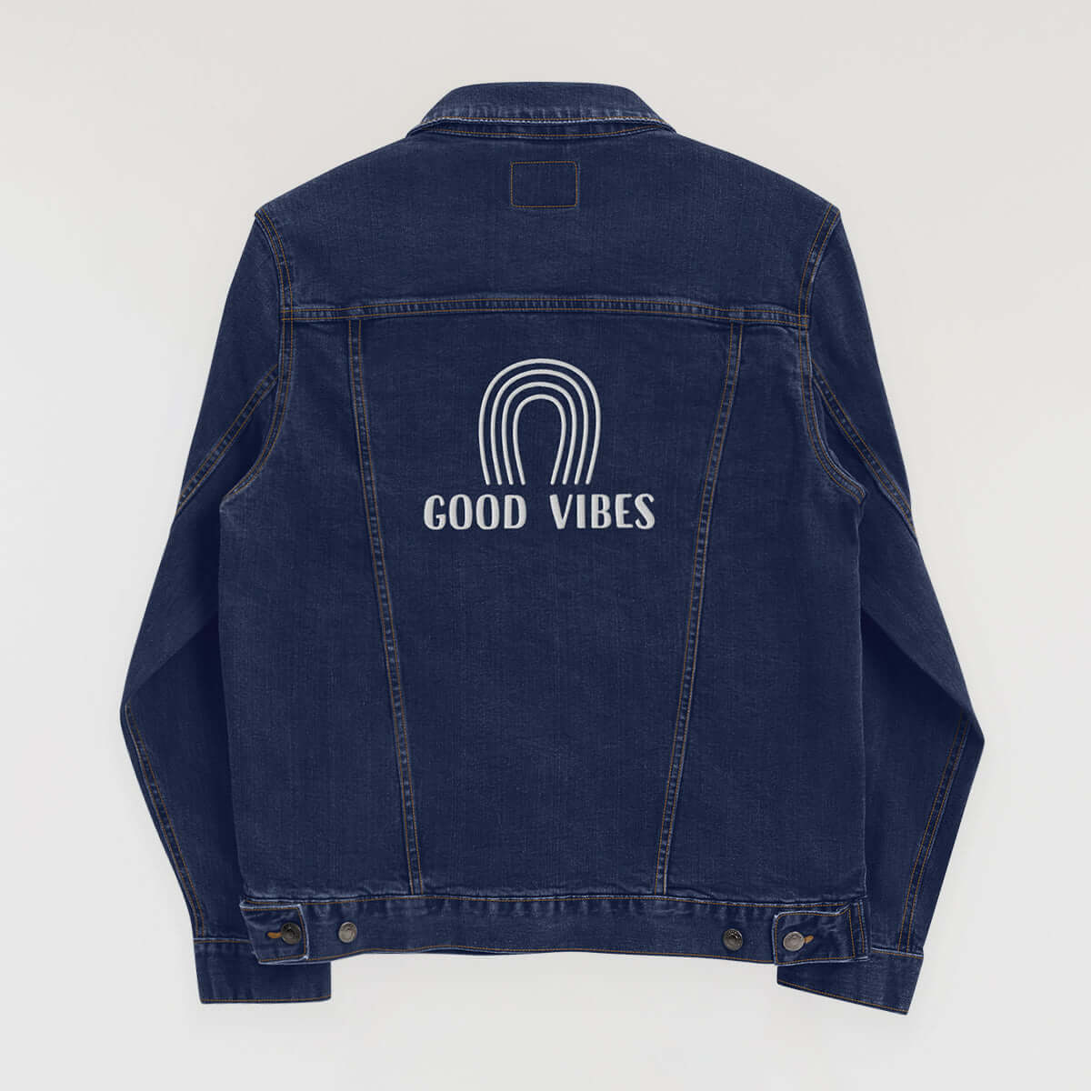 Good Vibes Denim Jacket - White Stitch