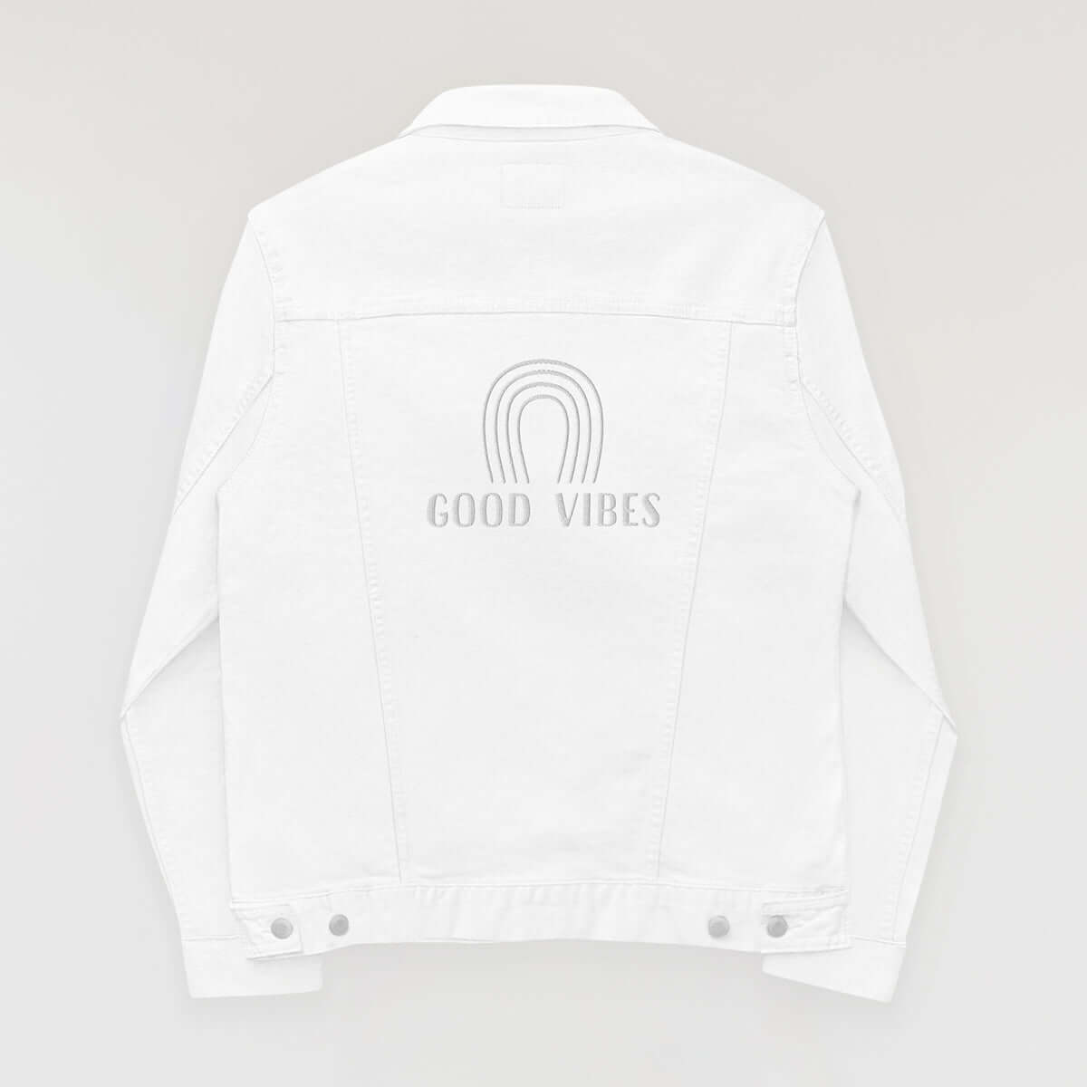 Good Vibes Denim Jacket - White Stitch